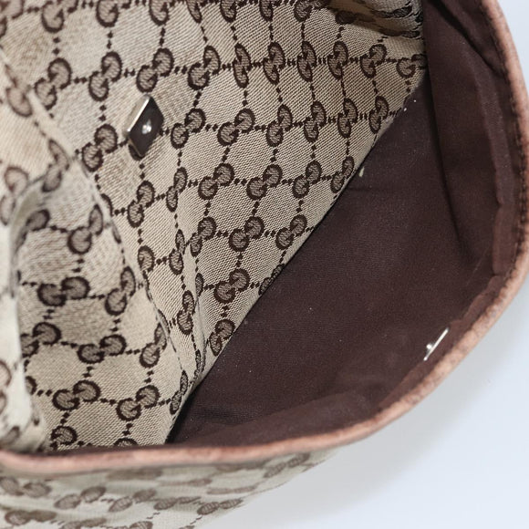 GUCCI GG Canvas Shoulder Bag Beige Silver 145857 Auth ka3527