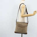 GUCCI GG Canvas Shoulder Bag Beige Silver 145857 Auth ka3527-25