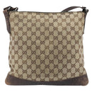 GUCCI GG Canvas Shoulder Bag Beige Silver 145857 Auth ka3527-2