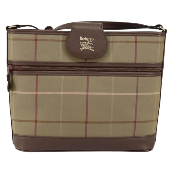 Burberrys Nova Check Shoulder Bag Canvas Beige Gold Auth ka353