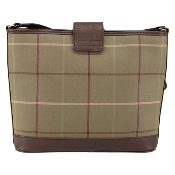 Burberrys Nova Check Shoulder Bag Canvas Beige Gold Auth ka353