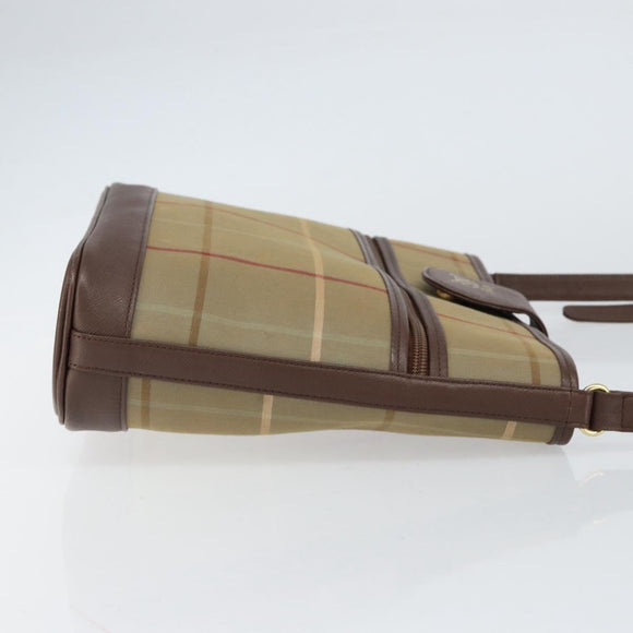 Burberrys Nova Check Shoulder Bag Canvas Beige Gold Auth ka353