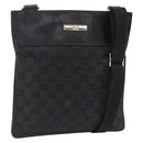 GUCCI GG Canvas Shoulder Bag Black Silver 019 0348 Auth ka3532-1