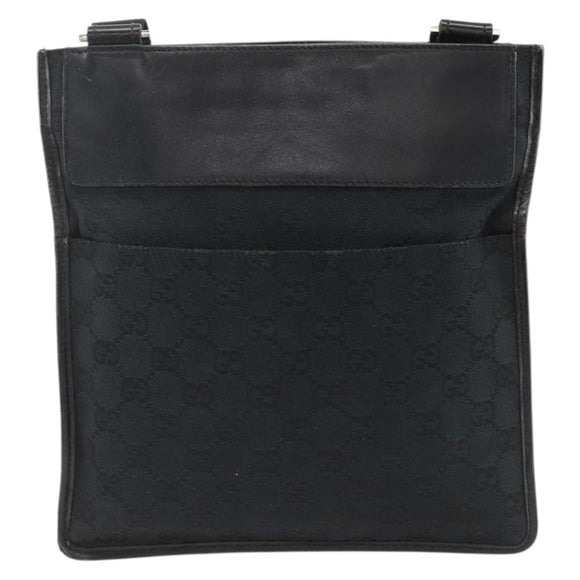 GUCCI GG Canvas Shoulder Bag Black Silver 019 0348 Auth ka3532
