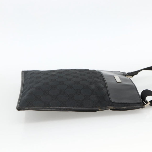 GUCCI GG Canvas Shoulder Bag Black Silver 019 0348 Auth ka3532