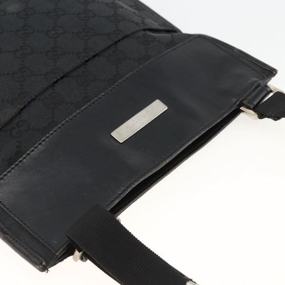 GUCCI GG Canvas Shoulder Bag Black Silver 019 0348 Auth ka3532