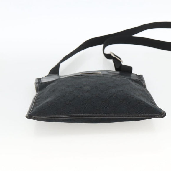 GUCCI GG Canvas Shoulder Bag Black Silver 019 0348 Auth ka3532