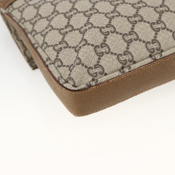 GUCCI GG Plus Supreme Clutch Bag PVC Gold Beige Auth ka3533