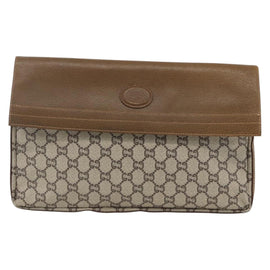 GUCCI GG Plus Supreme Clutch Bag PVC Gold Beige Auth ka3533 - 0