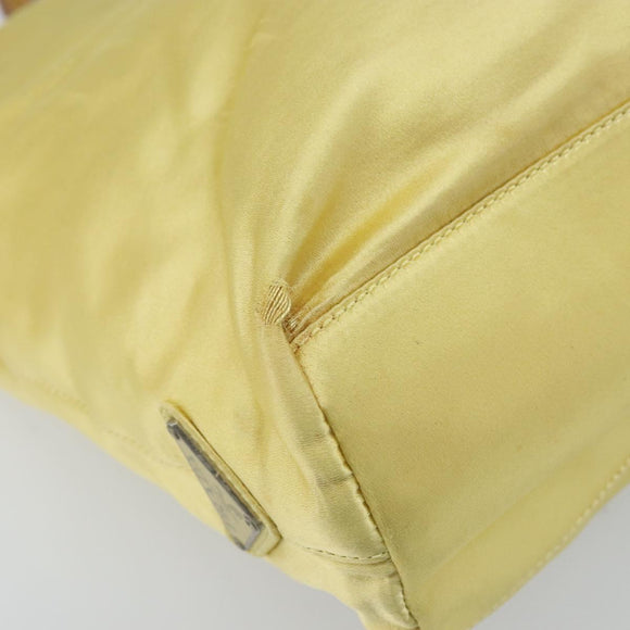 PRADA Hand Bag Satin Yellow Silver Auth ka3534