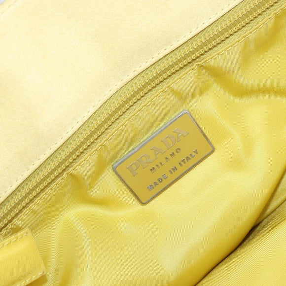 PRADA Hand Bag Satin Yellow Silver Auth ka3534