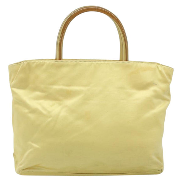 PRADA Hand Bag Satin Yellow Silver Auth ka3534