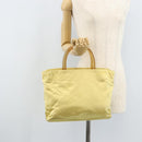 PRADA Hand Bag Satin Yellow Silver Auth ka3534-24