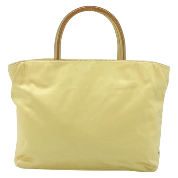 PRADA Hand Bag Satin Yellow Silver Auth ka3534