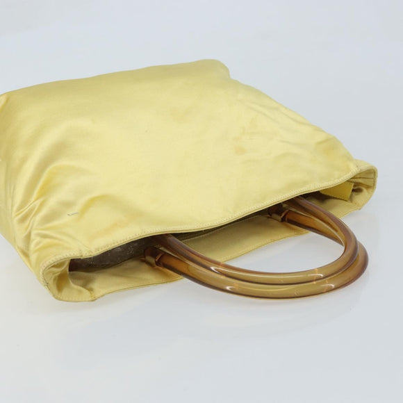 PRADA Hand Bag Satin Yellow Silver Auth ka3534