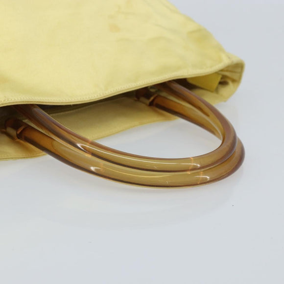 PRADA Hand Bag Satin Yellow Silver Auth ka3534