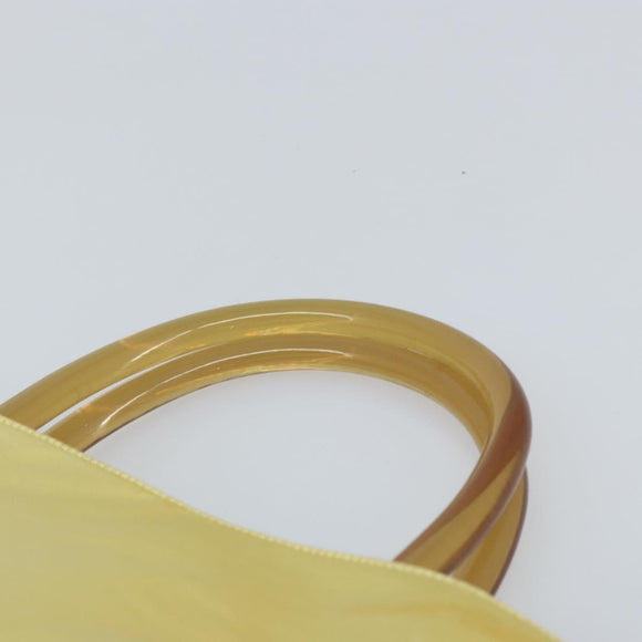 PRADA Hand Bag Satin Yellow Silver Auth ka3534