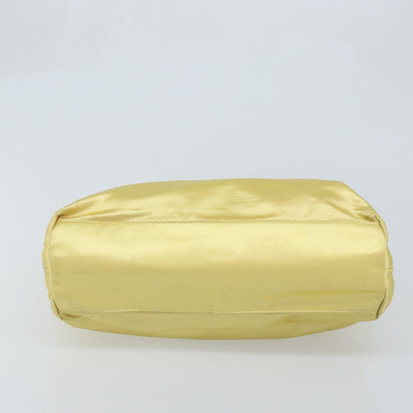PRADA Hand Bag Satin Yellow Silver Auth ka3534