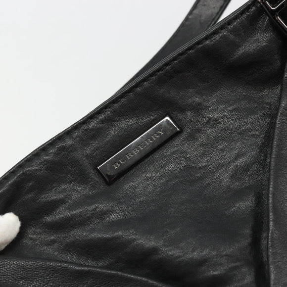 BURBERRY Hand Bag Leather Black Silver Auth ka3537