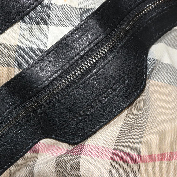 BURBERRY Hand Bag Leather Black Silver Auth ka3537