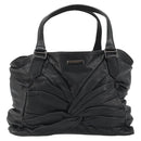 BURBERRY Hand Bag Leather Black Silver Auth ka3537-2