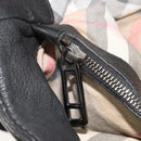 BURBERRY Hand Bag Leather Black Silver Auth ka3537-21