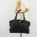 BURBERRY Hand Bag Leather Black Silver Auth ka3537-25