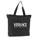 VERSACE Tote Bag Nylon Black Silver Auth ka3538-1