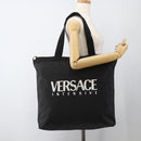 VERSACE Tote Bag Nylon Black Silver Auth ka3538-18