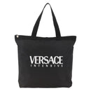 VERSACE Tote Bag Nylon Black Silver Auth ka3538-2