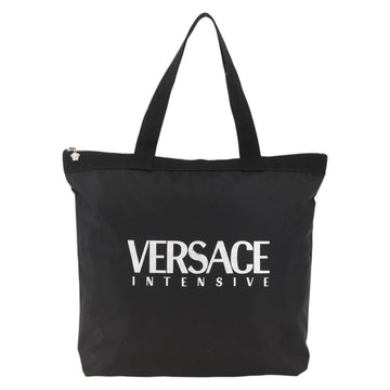 VERSACE Tote Bag Nylon Black Silver Auth ka3538 - 0