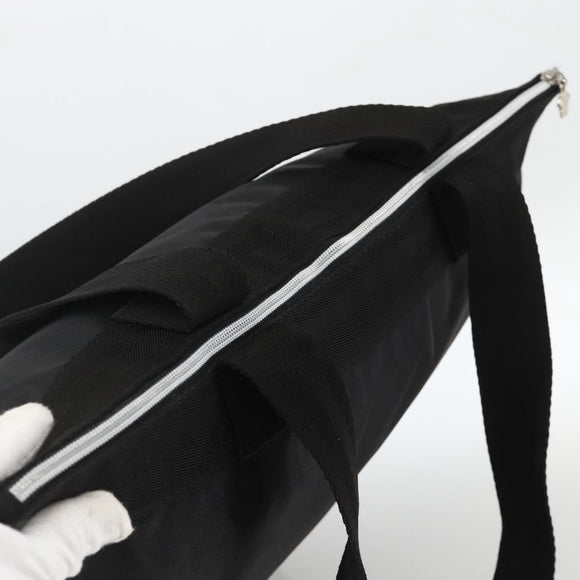 VERSACE Tote Bag Nylon Black Silver Auth ka3538