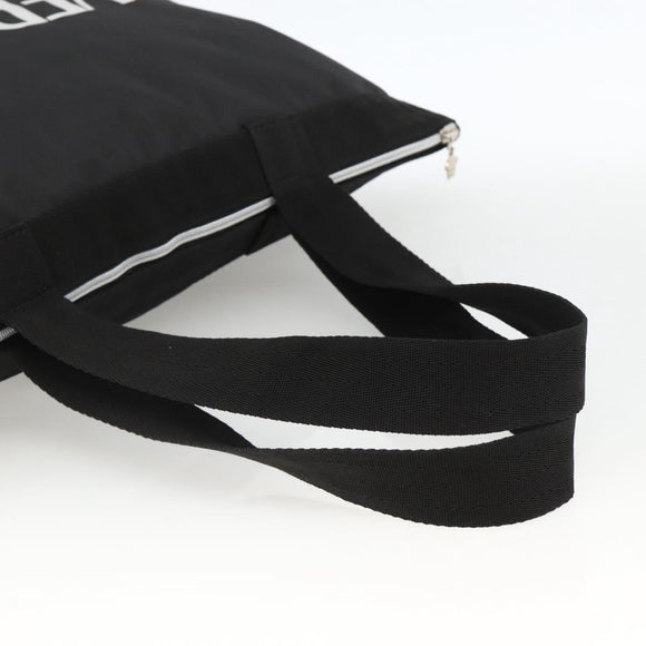 VERSACE Tote Bag Nylon Black Silver Auth ka3538