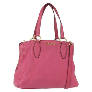 Miu Miu Tote Bag Leather 2way Pink Gold Auth ka354