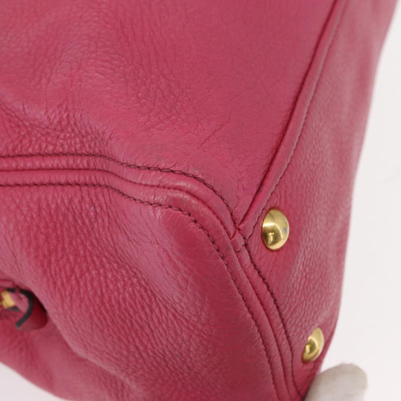 Miu Miu Tote Bag Leather 2way Pink Gold Auth ka354