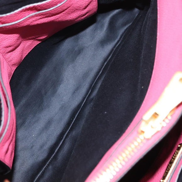 Miu Miu Tote Bag Leather 2way Pink Gold Auth ka354