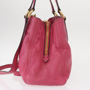 Miu Miu Tote Bag Leather 2way Pink Gold Auth ka354-3