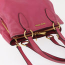 Miu Miu Tote Bag Leather 2way Pink Gold Auth ka354-6