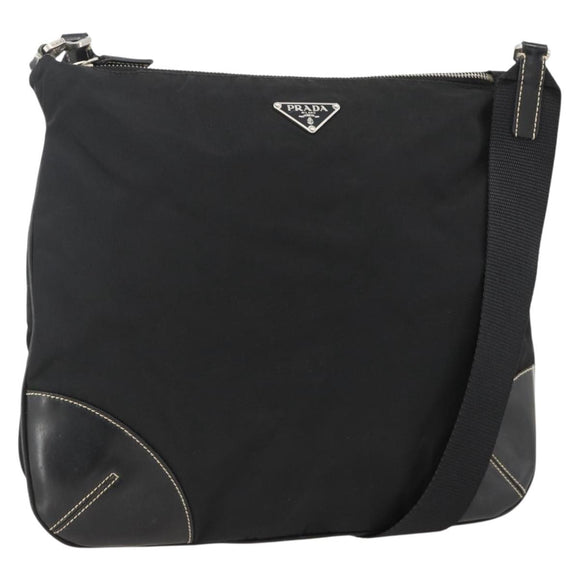 PRADA Shoulder Bag Nylon Black Silver Auth ka3541