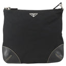 PRADA Shoulder Bag Nylon Black Silver Auth ka3541-13