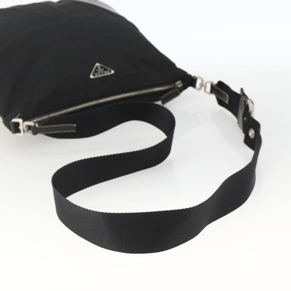 PRADA Shoulder Bag Nylon Black Silver Auth ka3541