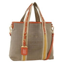 PRADA Hand Bag Logo jacquard 2way Beige Gold Auth ka3542-1