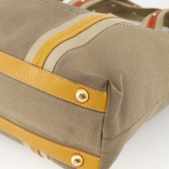 PRADA Hand Bag Logo jacquard 2way Beige Gold Auth ka3542