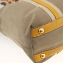 PRADA Hand Bag Logo jacquard 2way Beige Gold Auth ka3542-13