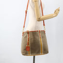 PRADA Hand Bag Logo jacquard 2way Beige Gold Auth ka3542-24