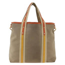 PRADA Hand Bag Logo jacquard 2way Beige Gold Auth ka3542-3