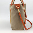 PRADA Hand Bag Logo jacquard 2way Beige Gold Auth ka3542-4