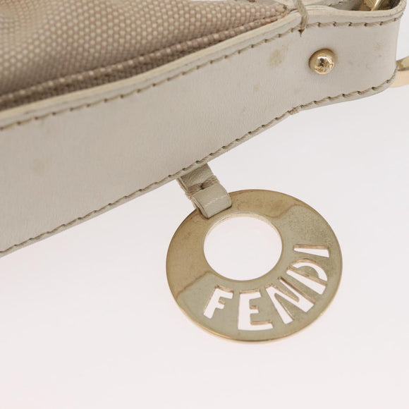 FENDI Shoulder Bag Canvas Leather Beige Gold Auth ka3548