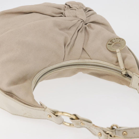 FENDI Shoulder Bag Canvas Leather Beige Gold Auth ka3548