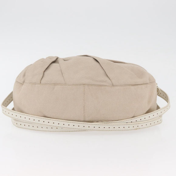 FENDI Shoulder Bag Canvas Leather Beige Gold Auth ka3548